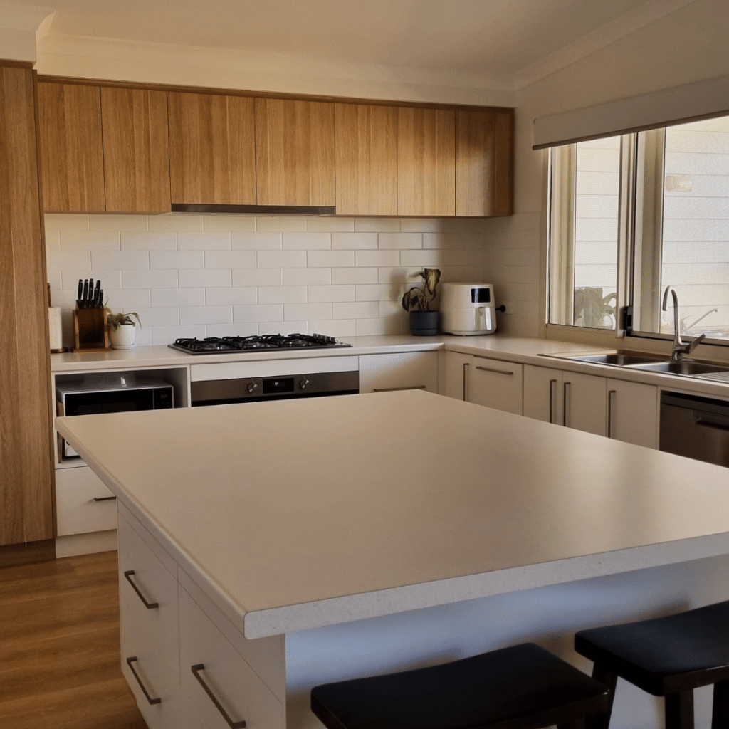 A modern kitchen in a home built by TR Homes