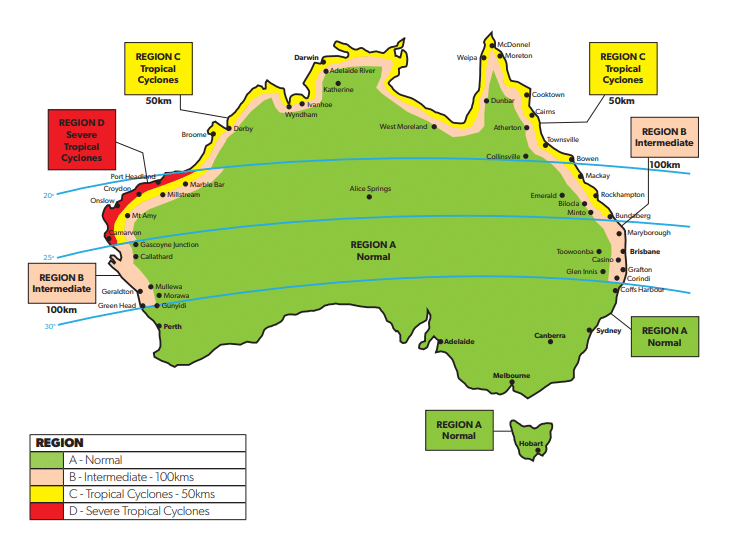 Cyclone Regions Australia Map