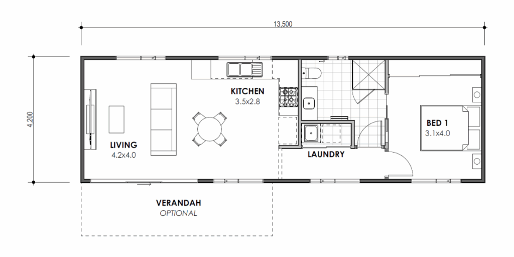 The Donnelly granny flat floorplan by TR Homes