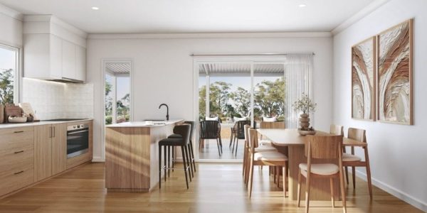 Grove modular home design kitchen and dining